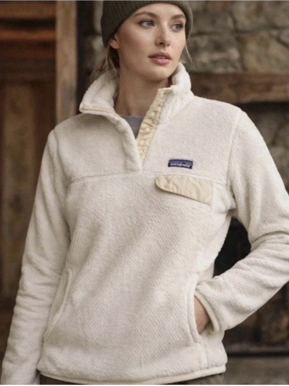 Patagonia Women's Re-Tool Snap-T Fleece Pullover Cream Ivory Large L